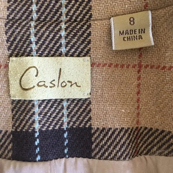 90s Y2K VINTAGE | CASLON 3PC Brown &amp; Mustard Plaid Wool-blend Suit