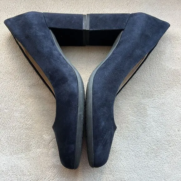 ABEO Tempo Navy Blue Suede Block Heel Classic Pumps Minimalist Women’s 9