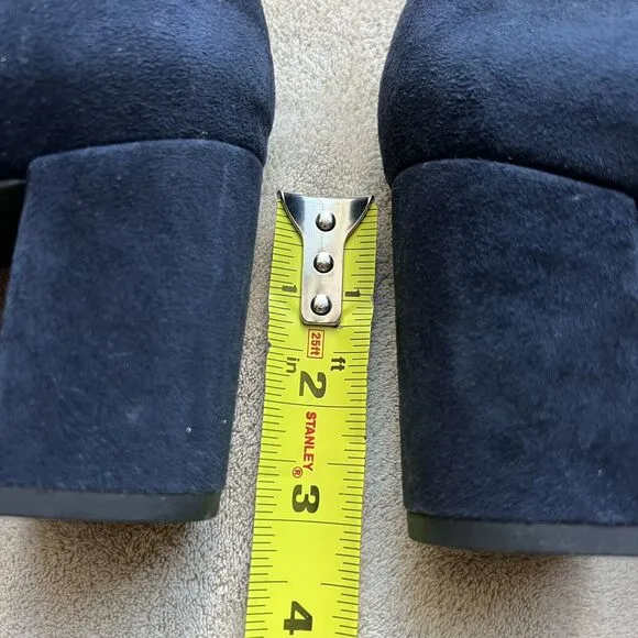 ABEO Tempo Navy Blue Suede Block Heel Classic Pumps Minimalist Women’s 9