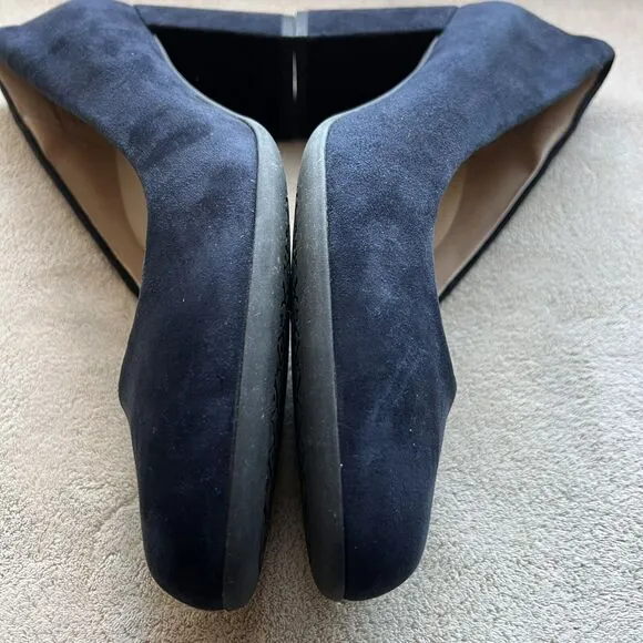 ABEO Tempo Navy Blue Suede Block Heel Classic Pumps Minimalist Women’s 9