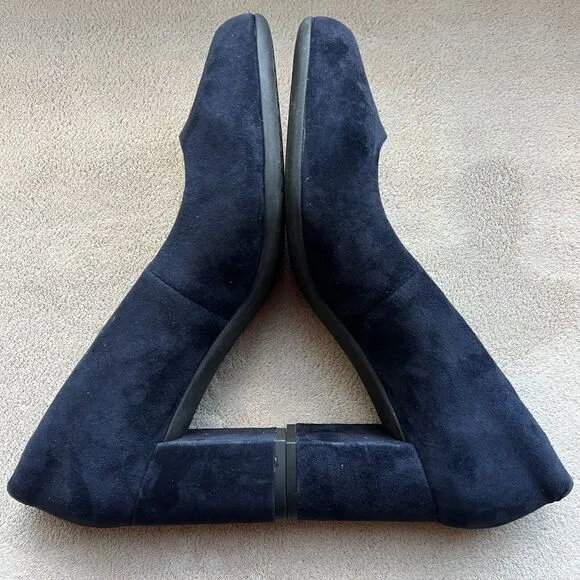 ABEO Tempo Navy Blue Suede Block Heel Classic Pumps Minimalist Women’s 9