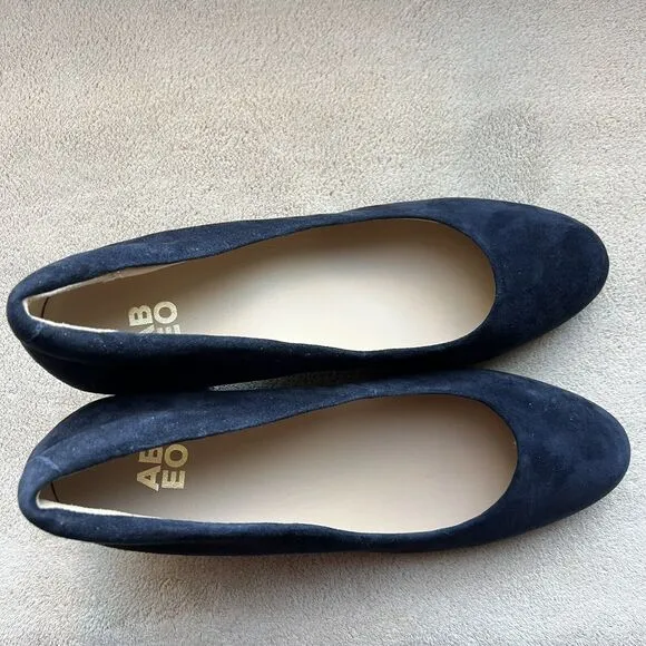 ABEO Tempo Navy Blue Suede Block Heel Classic Pumps Minimalist Women’s 9