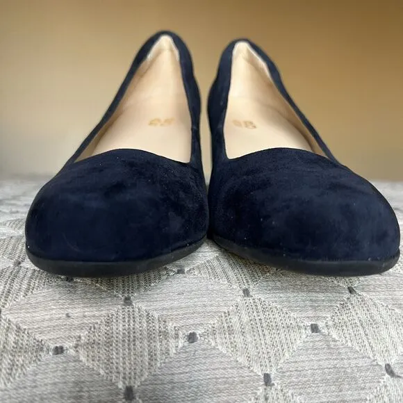 ABEO Tempo Navy Blue Suede Block Heel Classic Pumps Minimalist Women’s 9