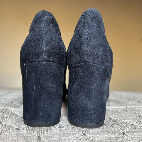 ABEO Tempo Navy Blue Suede Block Heel Classic Pumps Minimalist Women’s 9