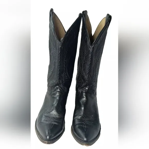 Abilene Black Leather Western Boots Men's Size 9.5 D USA Made