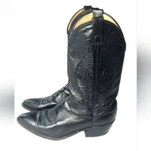 Abilene Black Leather Western Boots Men's Size 9.5 D USA Made