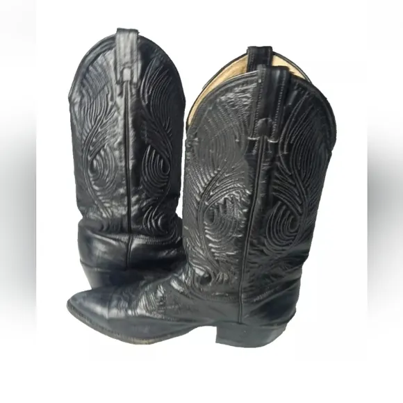 Abilene Black Leather Western Boots Men's Size 9.5 D USA Made