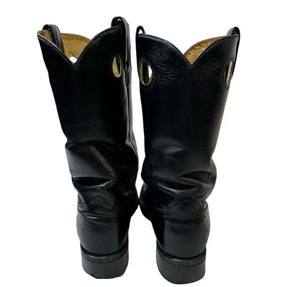 ACME Vintage Black Leather Cowboy Boots Size 9D