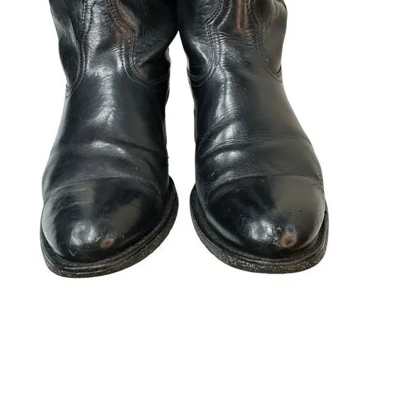 ACME Vintage Black Leather Cowboy Boots Size 9D