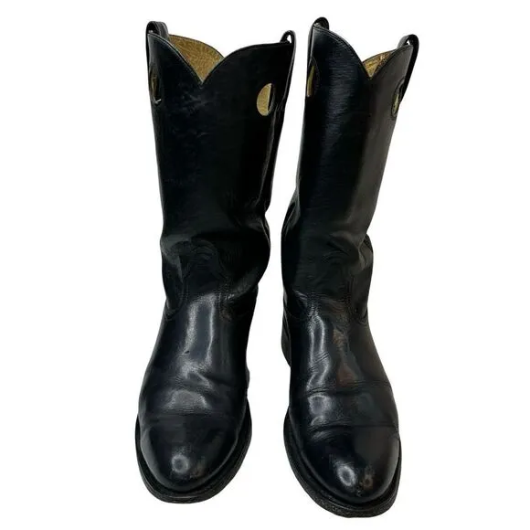 ACME Vintage Black Leather Cowboy Boots Size 9D