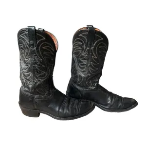 Acme Vintage Black Leather Upper Western/ Cowboy Boots Size: 10D