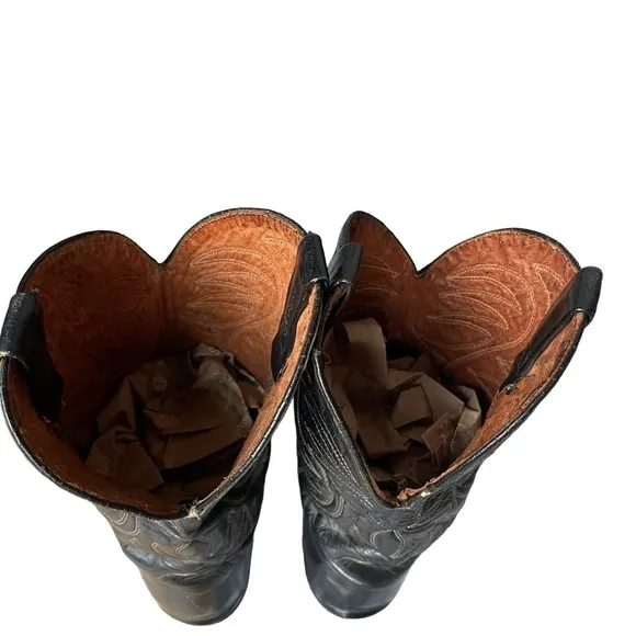 Acme Vintage Black Leather Upper Western/ Cowboy Boots Size: 10D