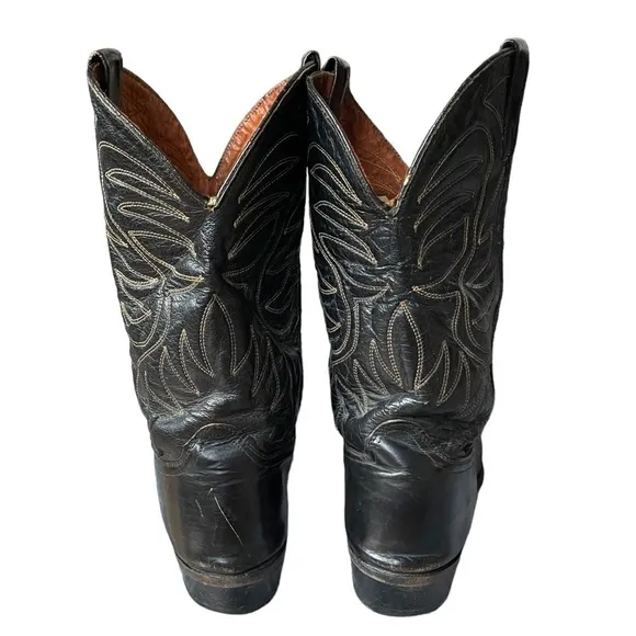 Acme Vintage Black Leather Upper Western/ Cowboy Boots Size: 10D