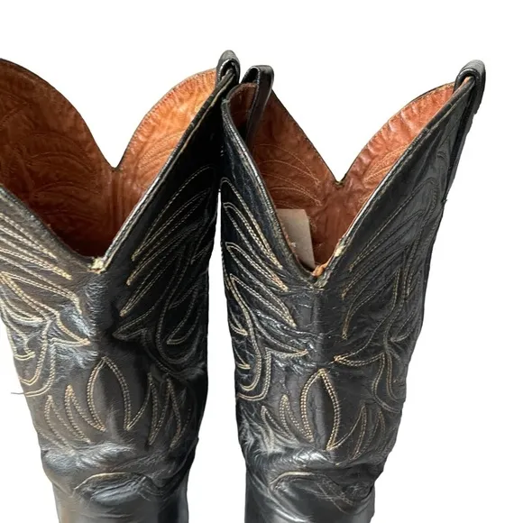 Acme Vintage Black Leather Upper Western/ Cowboy Boots Size: 10D