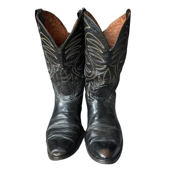 Acme Vintage Black Leather Upper Western/ Cowboy Boots Size: 10D