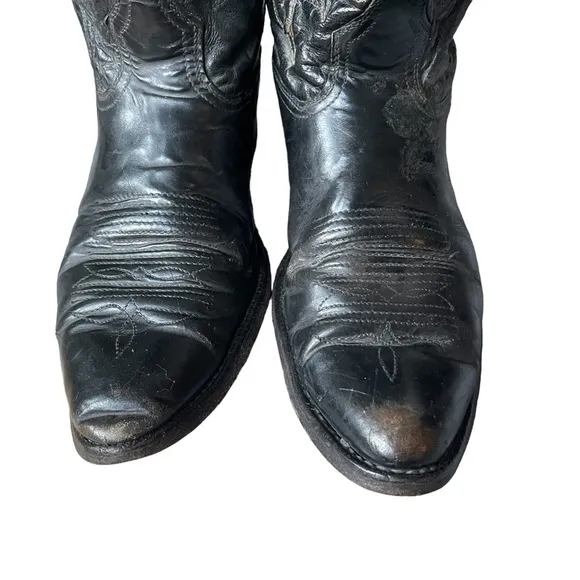 Acme Vintage Black Leather Upper Western/ Cowboy Boots Size: 10D