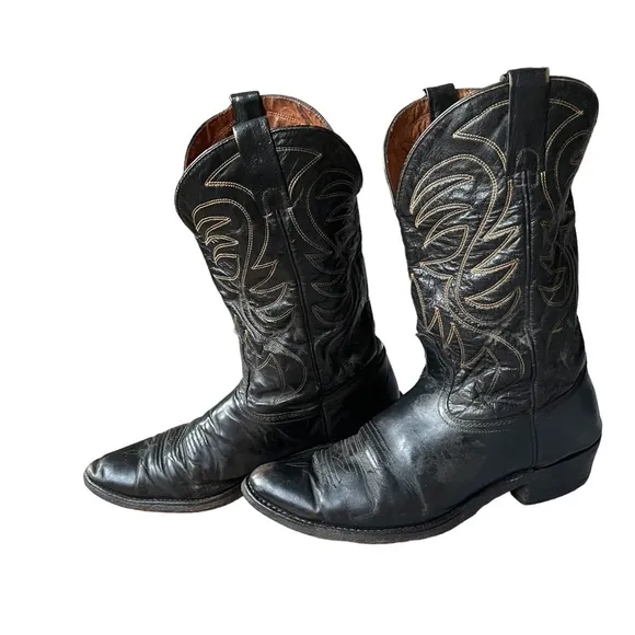 Acme Vintage Black Leather Upper Western/ Cowboy Boots Size: 10D