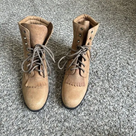 Acme Vintage Brown Leather Kiltie Roper Western Lace Up Ankle Boots 6.5 New