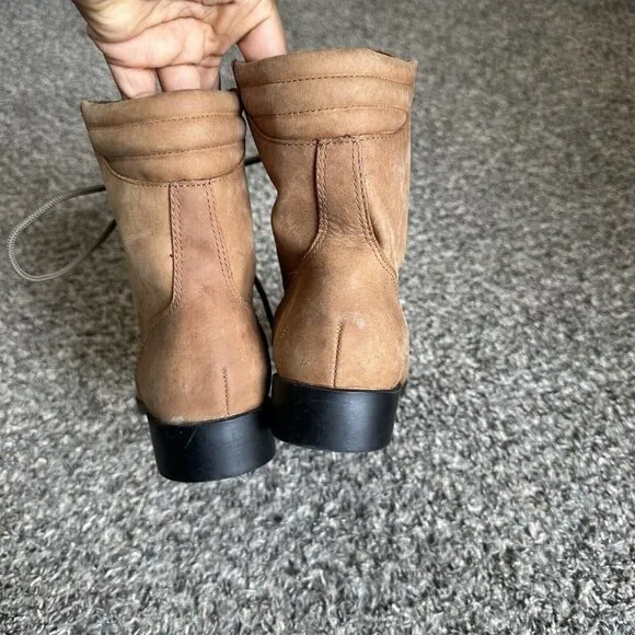 Acme Vintage Brown Leather Kiltie Roper Western Lace Up Ankle Boots 6.5 New