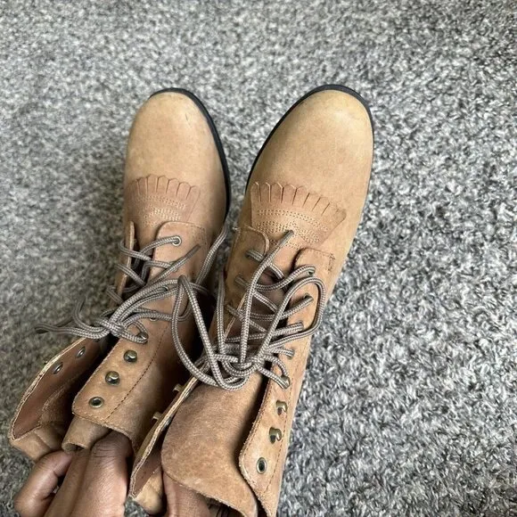 Acme Vintage Brown Leather Kiltie Roper Western Lace Up Ankle Boots 6.5 New