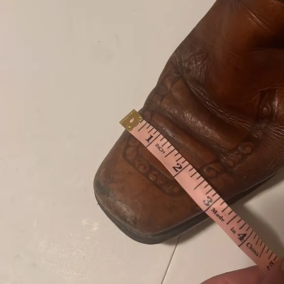 Acme vintage brown tooled leather cowboy western boots