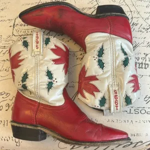 ACME Vintage Limited Edition 1995 Holly Poinsettia Christmas Cowboy Boots ❤️💚