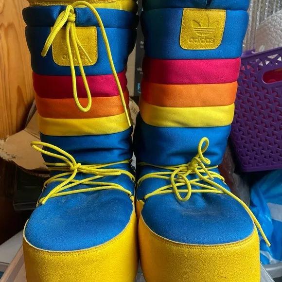 Adidas Carl Gruber very rare Moon Boots in primary colours Vintage 1980's Blue