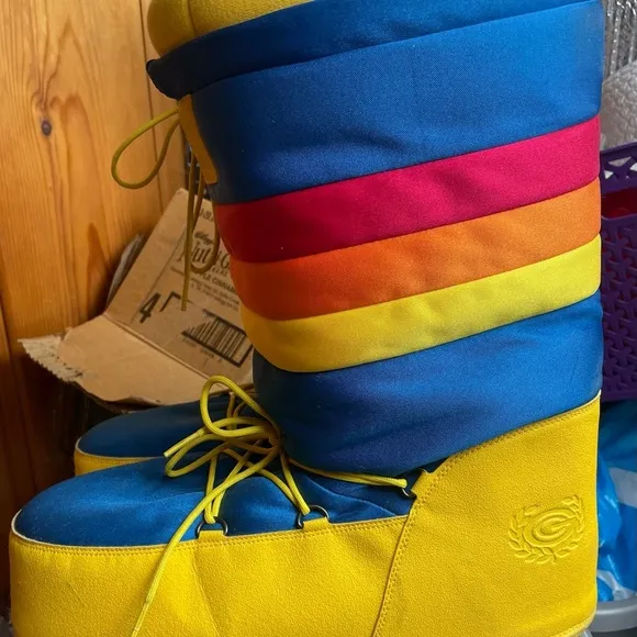 Adidas Carl Gruber very rare Moon Boots in primary colours Vintage 1980's Blue