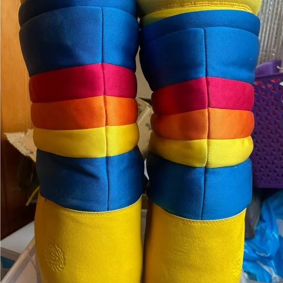 Adidas Carl Gruber very rare Moon Boots in primary colours Vintage 1980's Blue