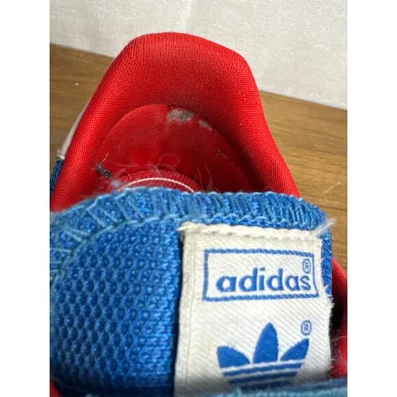 Adidas Dragon Sneakers Kids Size 2 Blue Red White Hook Loop Closure Shoes Retro