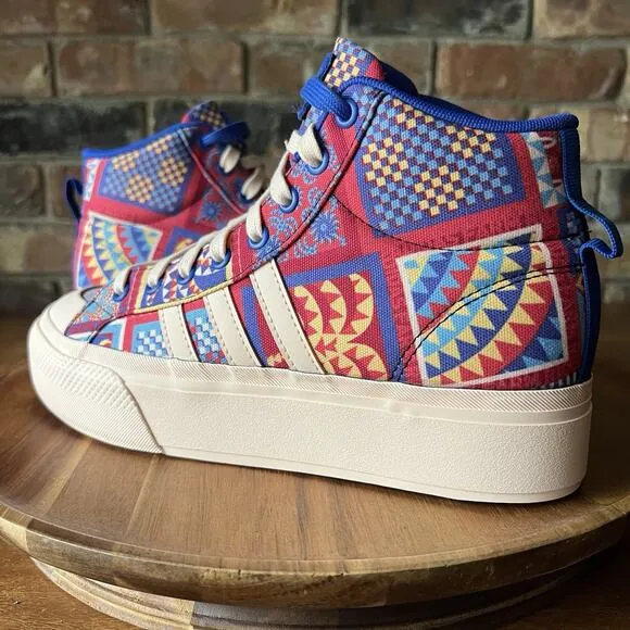 Adidas FARM Rio x Bravada 2.0 Platform Mid Skateboard Patchwork Quilt Womens 7.5