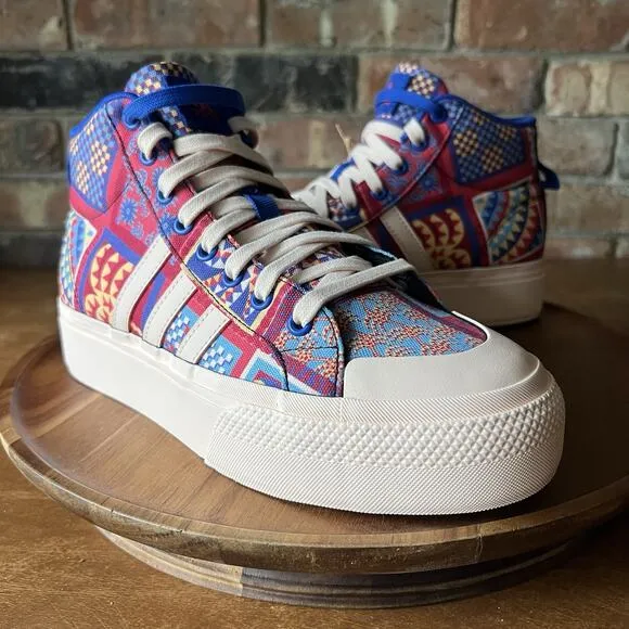 Adidas FARM Rio x Bravada 2.0 Platform Mid Skateboard Patchwork Quilt Womens 7.5