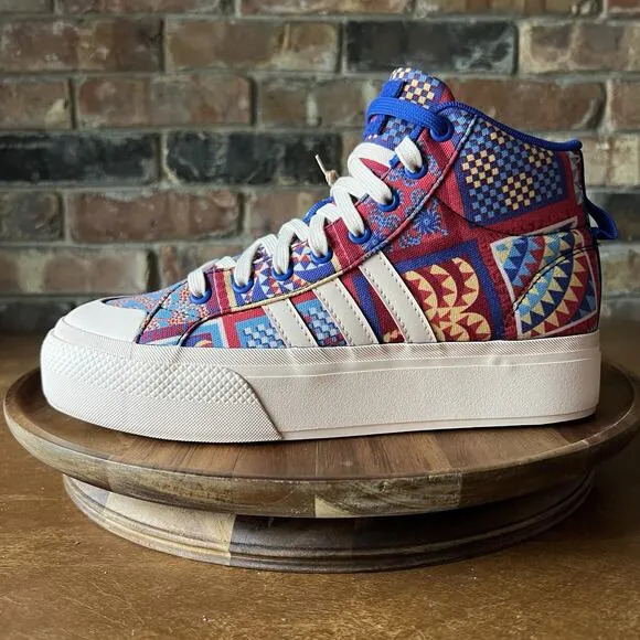Adidas FARM Rio x Bravada 2.0 Platform Mid Skateboard Patchwork Quilt Womens 7.5