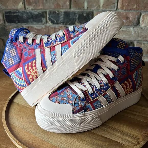 Adidas FARM Rio x Bravada 2.0 Platform Mid Skateboard Patchwork Quilt Womens 7.5