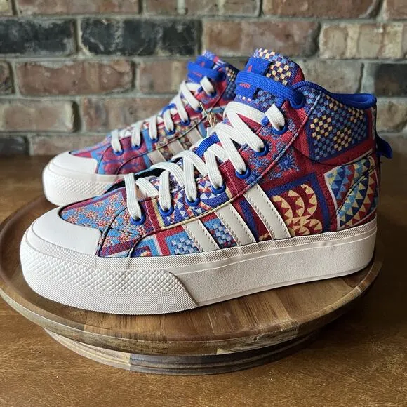 Adidas FARM Rio x Bravada 2.0 Platform Mid Skateboard Patchwork Quilt Womens 7.5