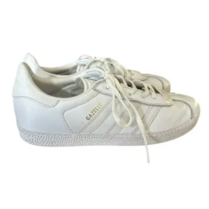Adidas Gazelle Leather Lace Up Minimalist Sneakers in Cloud White - Size 5.5