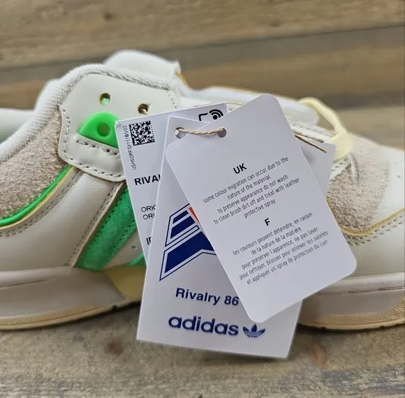 Adidas Originals Rivalry 86 Low Mens Shoes White, Orbit Grey, Neon Green
