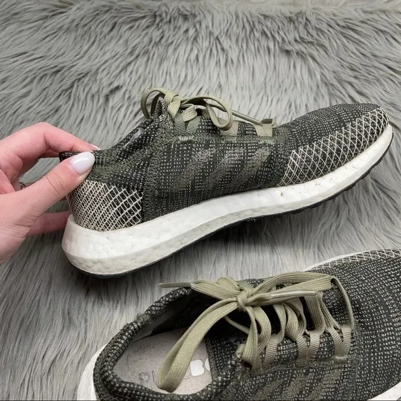 Adidas Pure Boost Go Running Shoes Base Green Lace Up Knit Sneakers Size 5 Men’s