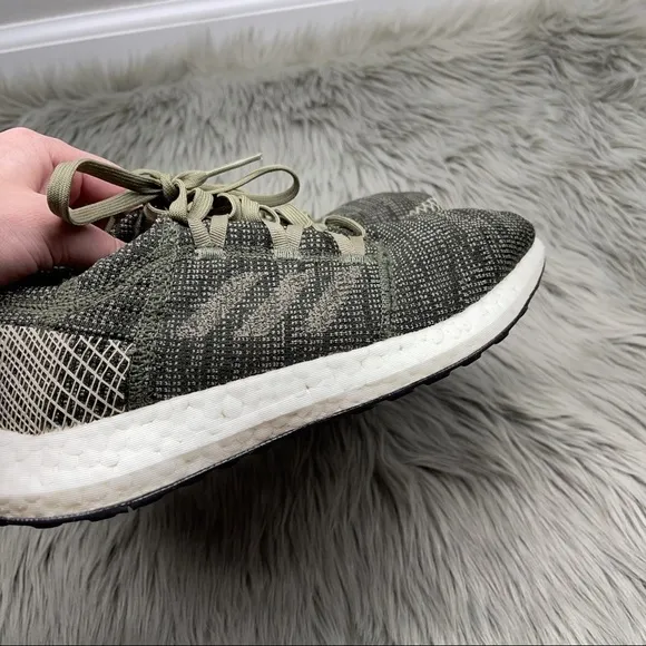 Adidas Pure Boost Go Running Shoes Base Green Lace Up Knit Sneakers Size 5 Men’s