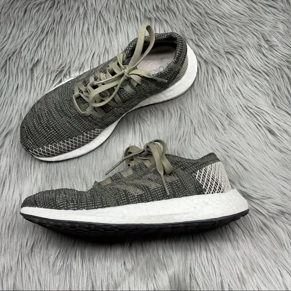 Adidas Pure Boost Go Running Shoes Base Green Lace Up Knit Sneakers Size 5 Men’s