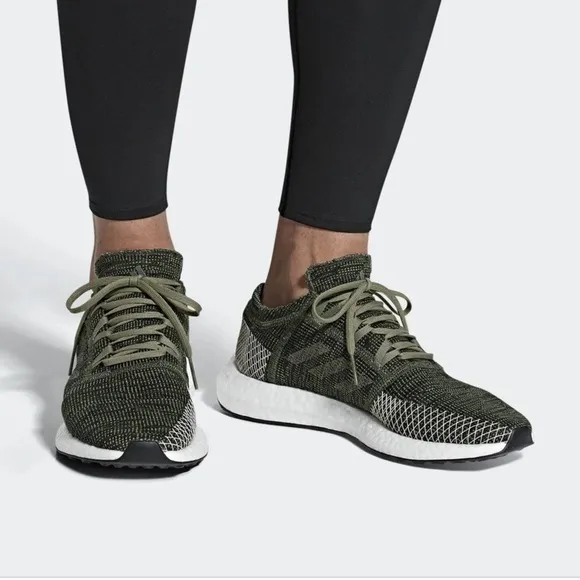 Adidas Pure Boost Go Running Shoes Base Green Lace Up Knit Sneakers Size 5 Men’s