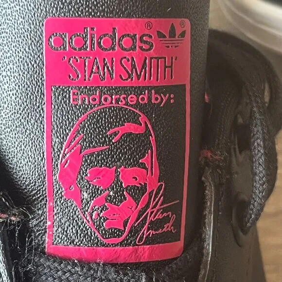 Adidas Stan Smith Black Floral Cuff Fashion Tennis Shoes Womens 7.5‎ UK 6 EU 39