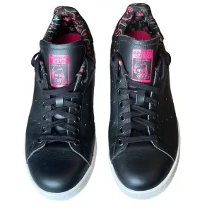 Adidas Stan Smith Black Floral Cuff Fashion Tennis Shoes Womens 7.5‎ UK 6 EU 39
