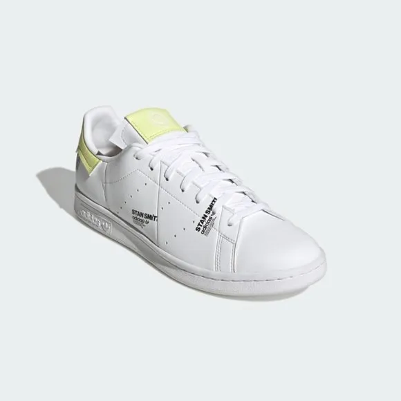 adidas Stan Smith PrimeGreen Vegan Tennis Sneaker White Yellow GV7665 Bl…