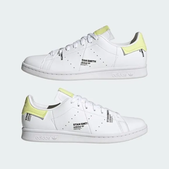 adidas Stan Smith PrimeGreen Vegan Tennis Sneaker White Yellow GV7665 Bl…