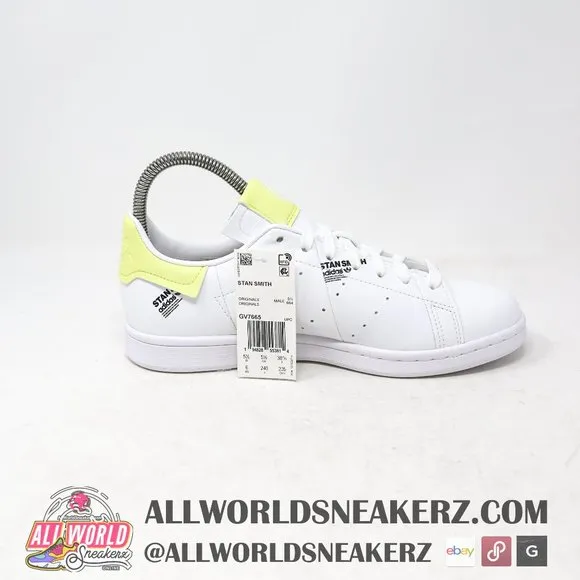 adidas Stan Smith PrimeGreen Vegan Tennis Sneaker White Yellow GV7665 Bl…