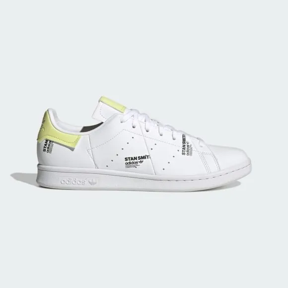 adidas Stan Smith PrimeGreen Vegan Tennis Sneaker White Yellow GV7665 Bl…
