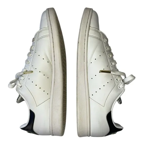 Adidas Stan Smith Trefoil‎ men’s Size 8 white &amp; black &amp; gold sneakers.