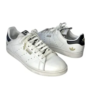 Adidas Stan Smith Trefoil‎ men’s Size 8 white &amp; black &amp; gold sneakers.