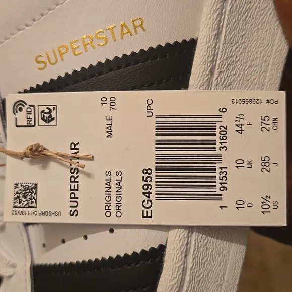 Adidas Superstar Men's White and Black Sneakers